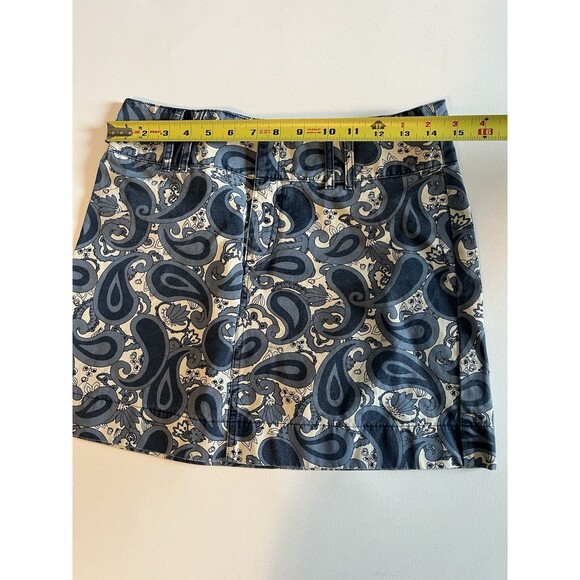 Y2K GAP Blue White Paisley Floral 100% Cotton A Line Sadie Mini Skirt Size 4 - Picture 5 of 6